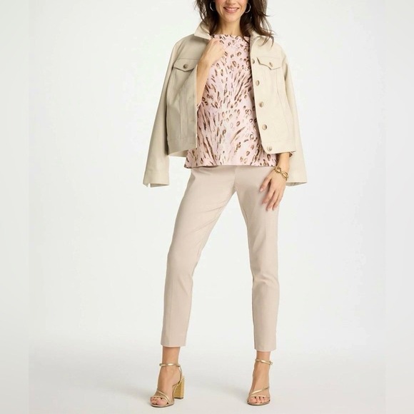 Chico's Pants - Chico's Tan Pull-On Slim Rivet Ankle Pants